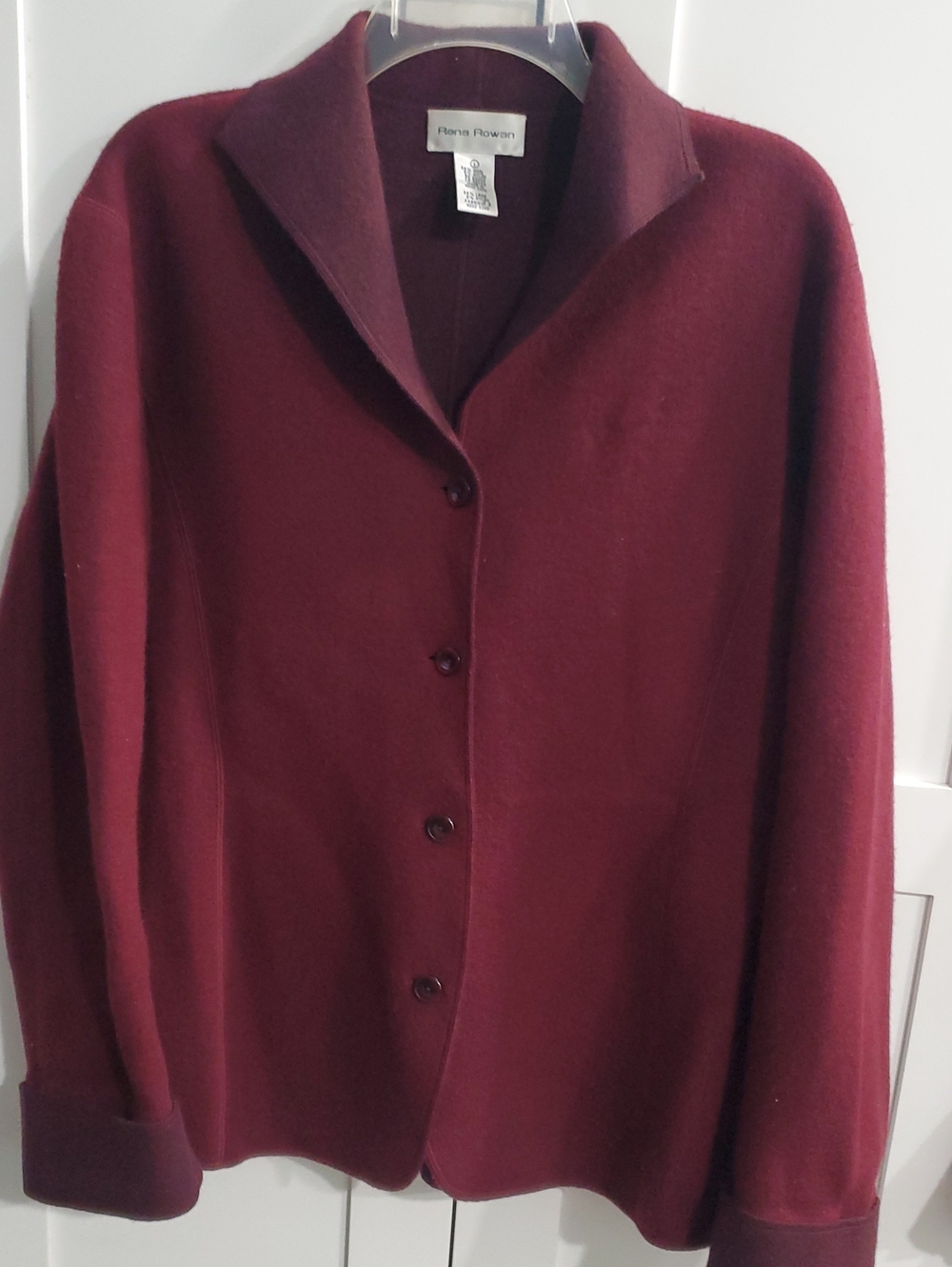 Rena Rowan Deep Wine Button-Front Wool Blazer